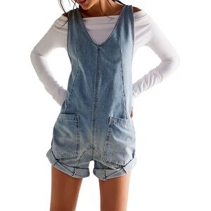 Free People We The Free Women's Denim High Roller Shortall Size Medium